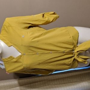 Tie waist button blouse